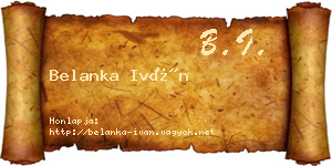 Belanka Iván névjegykártya